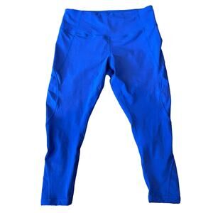 Zella Women's Lattice Crop Leggings Cobalt Blue Size XL